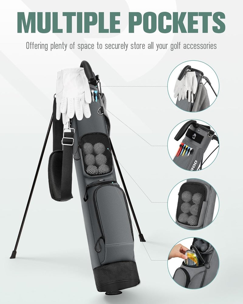 RIOROO Golf Stand Bag, Lightweight Par 3 Golf Bag Holds Up to 7 Clubs with Two Way Dividers Cooler Pocket Shoulder Strap and Multiple Storage Pockets for Men and Women - Image 3